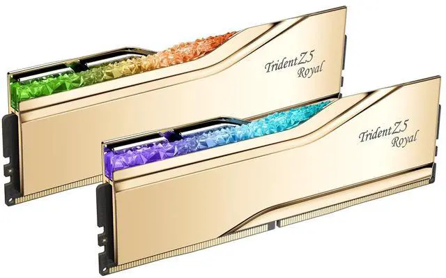 Main image of G.SKILL Trident Z5 Royal Series (Intel XMP 3.0) DDR5 RAM 32GB (2x16GB) 6400MT/s CL30-39-39-102 1.40V Desktop Computer Memory UDIMM - Gold (F5-6400J3039G16GX2-TR5G)