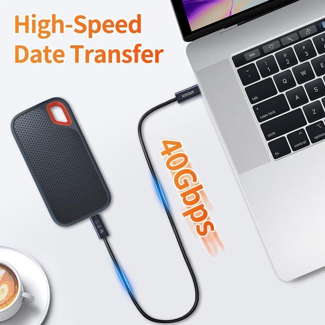 Alt view image 4 of 5 - APEXSUN [2 Pack Elbow M/M Coaxial 4.0FT USB C CableUSB C to USB C Cable Support Thunderbolt 4/3,USB4,240W Charging,8K Display,40Gbps Data Transfer for SSD, EGPU,Docking,MacBook,Pad, Phone