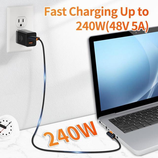 Alt view image 3 of 5 - APEXSUN [2 Pack Elbow M/M Coaxial 4.0FT USB C CableUSB C to USB C Cable Support Thunderbolt 4/3,USB4,240W Charging,8K Display,40Gbps Data Transfer for SSD, EGPU,Docking,MacBook,Pad, Phone