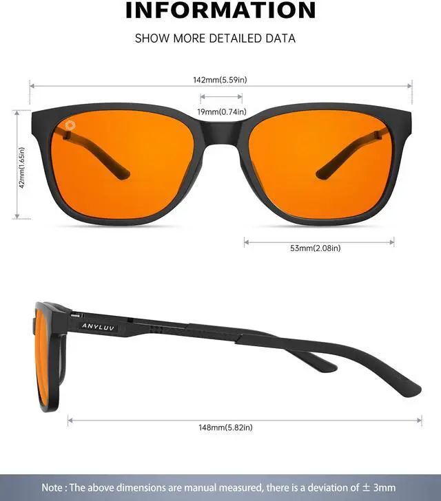 Alt view image 3 of 5 - ANYLUV Blue Light Glasses for Men, Computer Gaming Glasses men, Stylish Anti Eyestrain Blue Light Blocking Glasses Men