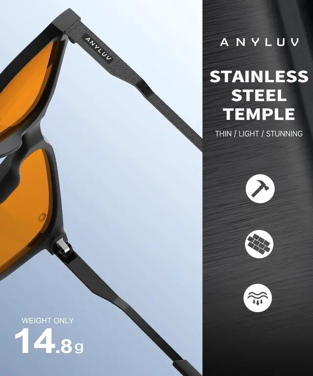 Alt view image 5 of 5 - ANYLUV Blue Light Glasses for Men, Computer Gaming Glasses men, Stylish Anti Eyestrain Blue Light Blocking Glasses Men