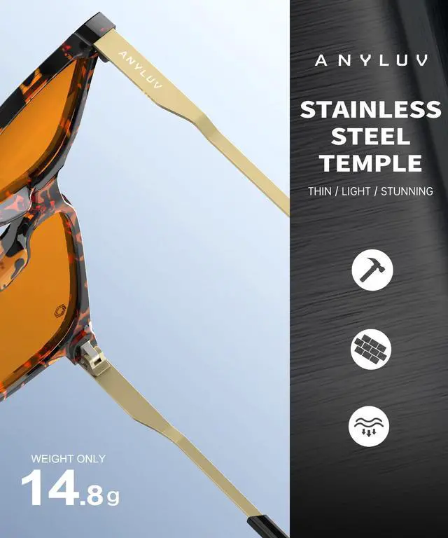 Alt view image 5 of 5 - ANYLUV Blue Light Glasses for Men, Computer Gaming Glasses men, Stylish Anti Eyestrain Blue Light Blocking Glasses Men