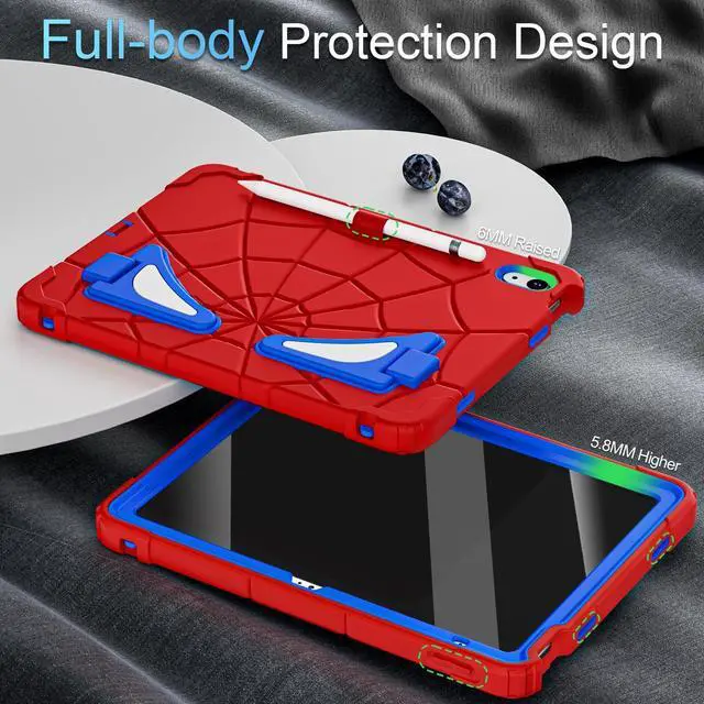 Alt view image 4 of 5 - Auizotl Case for iPad (A16) 11th/10th Generation 2025/2022,Kids Friendly iPad Case 10th Generation with Screen Protector Shoulder Strap Pencil Holder,Heavy Duty Shockproof for 10th Cover,Red Blue