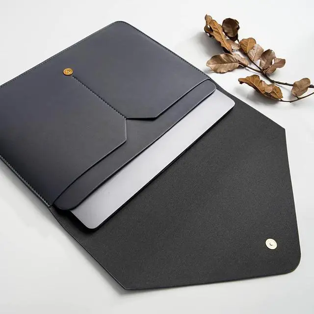 Alt view image 3 of 5 - Benfan PU Leather Laptop Sleeve 13 Inch Compatible for 2024 13inch MacBook Air M3,13 MacBook Pro M2, Surface Pro 3 4 5 6 7, Dell XPS 13 with Small Pouch, Mouse Pad and Cord Organizer Color Dark Grey