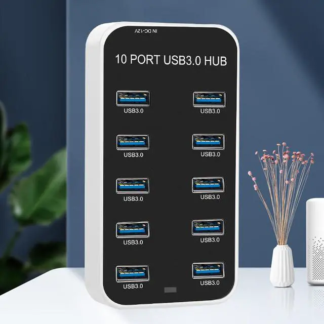 Alt view image 2 of 5 - Powered USB 3.0 Hub, 10 Ports USB Data Hub Splitter, 5Gbps Data Transfer USB Docking Station for Laptop, PC, Computer, Compatible with 2003, XP, 7, 8, 10, 11