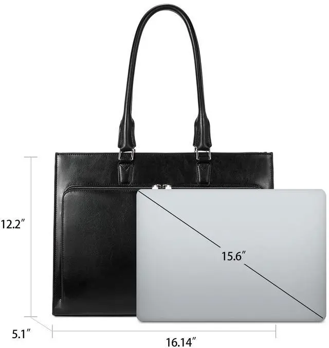 Alt view image 4 of 5 - BOSTANTEN Leather Briefcase for Women Vintage 15.6 inch Laptop Bag for Women Business Shoulder Handbag Black