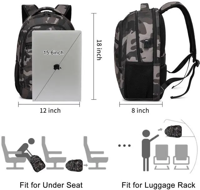 Alt view image 4 of 5 - BIKROD Backpack for Boys Men, School Backpack for Teens Girls, Lightweight Casual High School Bookbag, Daily-use Travel Laptop Backpack with USB Charging Port Fits 15.6 Inch Notebook