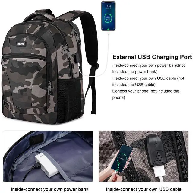 Alt view image 5 of 5 - BIKROD Backpack for Boys Men, School Backpack for Teens Girls, Lightweight Casual High School Bookbag, Daily-use Travel Laptop Backpack with USB Charging Port Fits 15.6 Inch Notebook