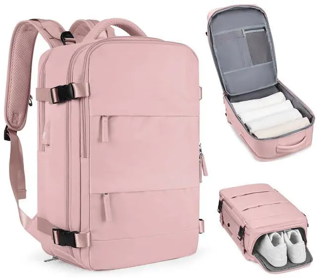 Main image of coofay Personal Item Travel Backpack for Women Airline Approved Carry on Backpack Flight Approved Waterproof Sports Luggage Backpack Casual Daypack Small Hiking Backpack Pink Backpack