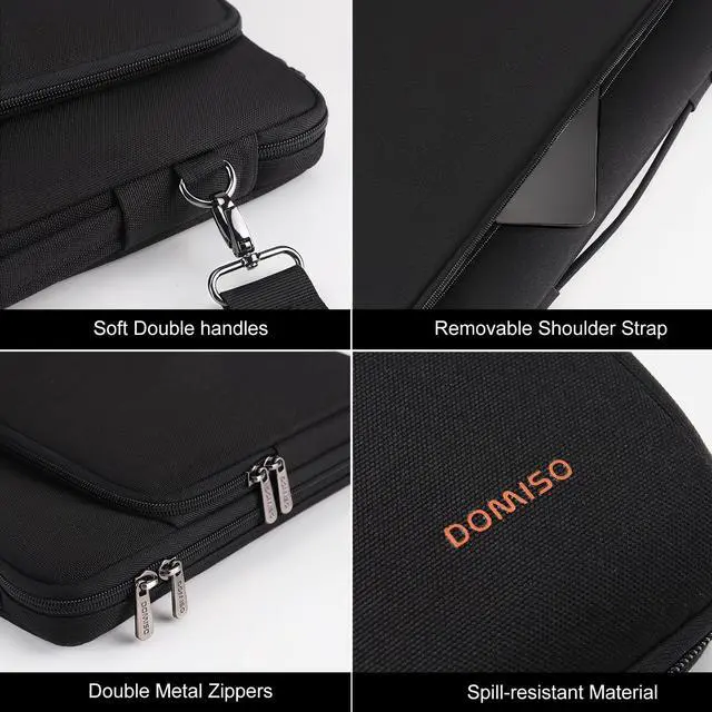 Alt view image 5 of 5 - DOMISO 17.3 Inch Samsung Laptop Bag Cover With Waterproof Notebook, Shockproof Sleeve Case Shoulder Bag - Protective Cover for Dell, Lenovo IdeaPad 321 - Black
