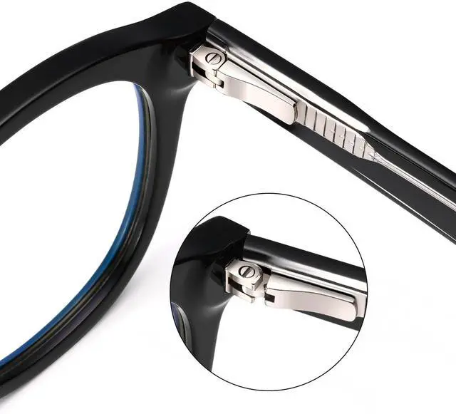 Alt view image 3 of 5 - Dollger Blue Light Blocking Glasses For Woman Men Thick Frame Round Non-Prescription, pertain Computer GamingTVWork Black
