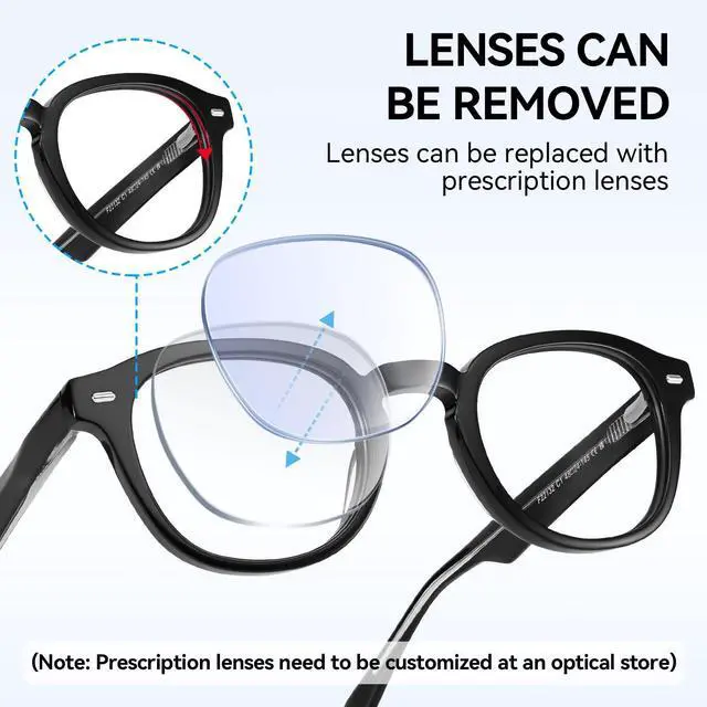 Alt view image 4 of 5 - Dollger Blue Light Blocking Glasses For Woman Men Thick Frame Round Non-Prescription, pertain Computer GamingTVWork Black