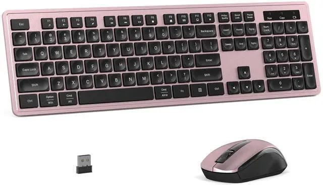 Main image of MPTOG Wireless Keyboard and Mouse Combo, Full-Size 104-Key Office Keyboard with 15 Function Keys, Numeric Keypad, Single USB Receiver, Compatible with PC and Laptop(Pink)