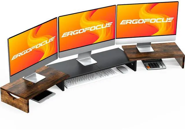 Main image of ErgoFocus Triple Monitor Stand Riser, Extra Long Monitor Lift for 3 Monitors, Dual Monitor Stand with Length and Angle Adjustable