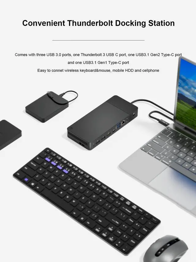 Alt view image 4 of 5 - WD19TB Thunderbolt USB C Docking Station, Single 5K Dual 4K or Triple Display with 180W Power Adapter (1*Thunderbolt C, 2 DP, 1 HDMI, 2 USB C, 3 USB, 1 RJ45, 2 3.5 Ports, 1 DC Power)