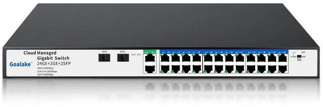 Main image of 26 Port Gigabit Switch, Easy Smart Managed Ethernet Switch, Network Hub, Ethernet Splitter, Plug & Play, Industrial Grade Fan Metal Design, VLAN, Qos, Support PoE Power Supply, Desktop or Wall Mount