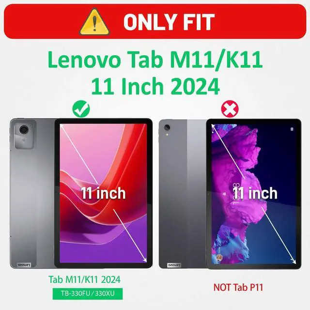 Alt view image 2 of 5 - HXCASEAC Case for Lenovo Tab M11/K11 LTE 11'' with Screen Protector/Pen Holder/Rotating Hand Strap/Stand, Protective M11 Tablet Case (TB-330FU/TB-330XU) Cover 2024, Orange