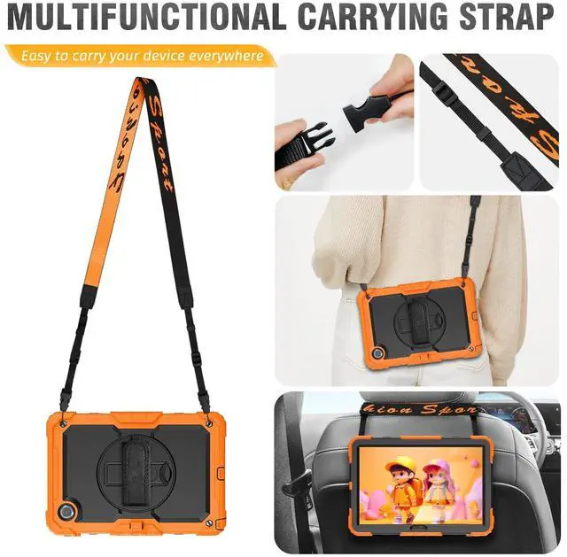Alt view image 5 of 5 - HXCASEAC Case for Lenovo Tab M11/K11 LTE 11'' with Screen Protector/Pen Holder/Rotating Hand Strap/Stand, Protective M11 Tablet Case (TB-330FU/TB-330XU) Cover 2024, Orange
