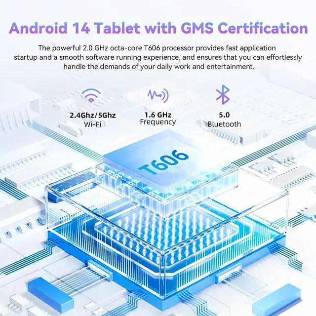 Alt view image 4 of 5 - HUIHUANG Tablet 10 Inch Android 14 Tablet, 16GB RAM 128GB ROM, 1TB Expansion, Octa-core, Large Capacity Battery, 5MP + 8MP Dual Camera, 5G/2.4G WiFi, Bluetooth 5.0, GPS, Drop-Proof Case (Blue)