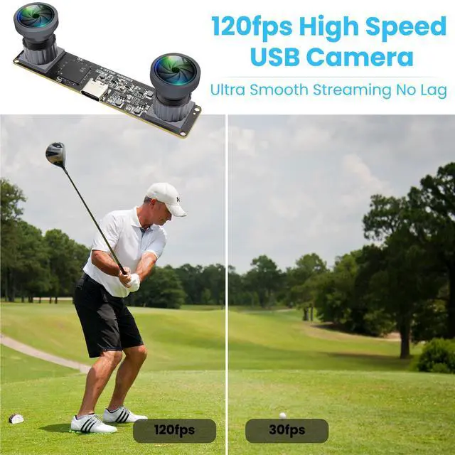 Alt view image 2 of 5 - IFWATER 3D Stereo USB Camera 120fps Global Shutter Printer USB Camera Module with 120 Degree No Distortion Synchronization Dual Lens PC Computer Camera Plug and Play for Raspberry Pi Mac Linux Windows