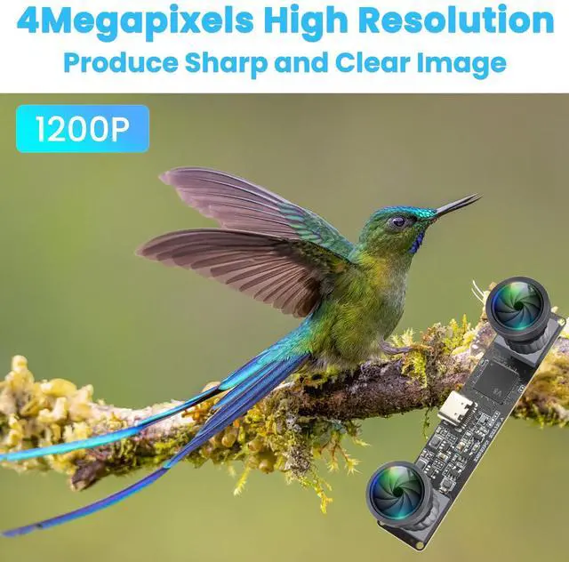 Alt view image 5 of 5 - IFWATER 3D Stereo USB Camera 120fps Global Shutter Printer USB Camera Module with 120 Degree No Distortion Synchronization Dual Lens PC Computer Camera Plug and Play for Raspberry Pi Mac Linux Windows