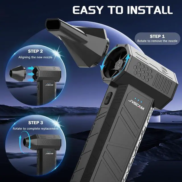 Alt view image 5 of 5 - Compressed Air Duster - Electric Air Duster with Brushless Motor - 3 Gear Adjustable Cordless Air Blower - Rechargeable Air Duster for PC, Keyboard, Car, Outdoors, Home