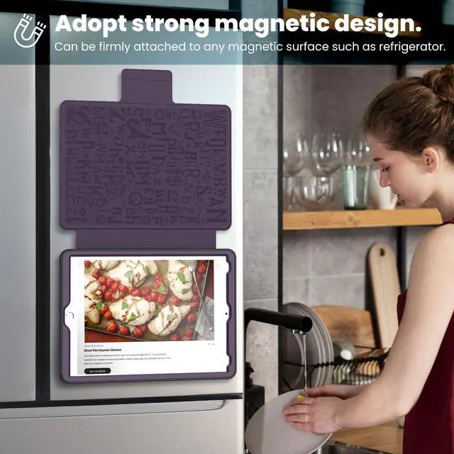 Alt view image 4 of 5 - KAIJIAbox Case for iPad 9th/8th/7th Generation Case 10.2 inch 2021/2020/2019, PU Leather Strong Magnetic Cover with Multi-Angle Magnetic Stand, Pencil Holder, Card Slots, Auto Sleep/Wake, Purple