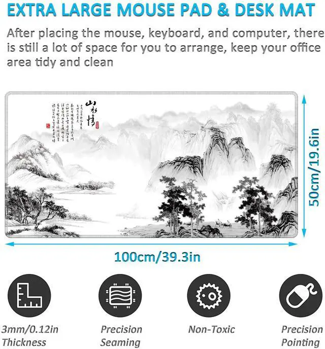 Alt view image 2 of 5 - LL-COEUR Pattern Large Gaming Mouse Pad 39.3x19.6x0.12inch, XXL Extended Keyboard Mat Oversized Desktop Protector Mat (Landscape 2, 39.3"x19.6"x0.12")