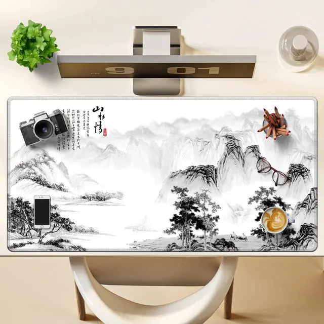 Alt view image 4 of 5 - LL-COEUR Pattern Large Gaming Mouse Pad 39.3x19.6x0.12inch, XXL Extended Keyboard Mat Oversized Desktop Protector Mat (Landscape 2, 39.3"x19.6"x0.12")