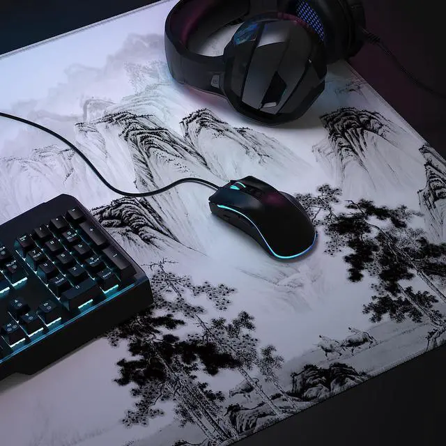 Alt view image 5 of 5 - LL-COEUR Pattern Large Gaming Mouse Pad 39.3x19.6x0.12inch, XXL Extended Keyboard Mat Oversized Desktop Protector Mat (Landscape 2, 39.3"x19.6"x0.12")