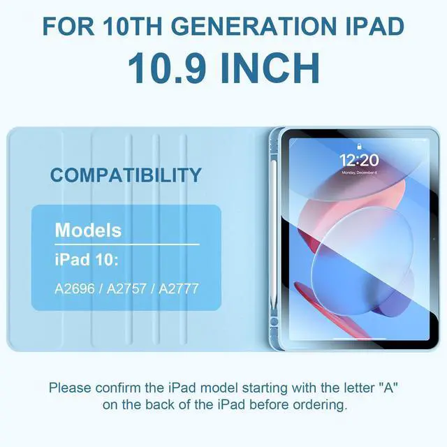 Alt view image 2 of 5 - for iPad 10th Generation Case with Keyboard for Apple 10 th Gen 2022 10.9", Keyboards Case with Pencil Holder, Detachable BT Rechargeable Keyboard for New iPad 10th Gen 2022 (Blue)