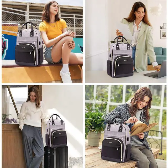 Alt view image 2 of 5 - LOVEVOOK Laptop Backpack Women,Large Capacity 15.6 inch Laptop Bag Travel Backpack for Women,Computer Work College Teacher Backpacks with USB Port,Waterproof Personal Item Backpack Casual Daypack