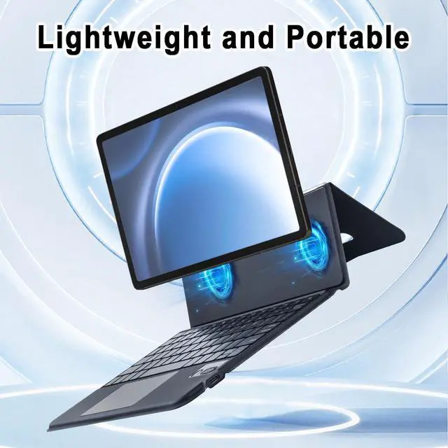 Alt view image 3 of 5 - MePadKey Trackpad Keyboard Folio Case for Samsung Galaxy Tab S10 FE/S9 FE 5G 10.9 inch/S7/S8/S9 11.0",Slim Magnetic Case with Rainbow Backlit TouchPad Keyboard Type-C Charging fit S9 fe Tablet Black