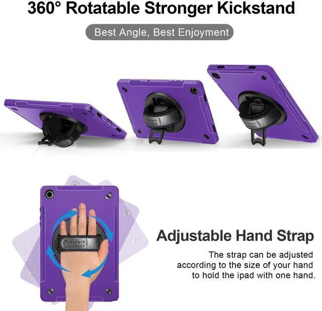 Alt view image 3 of 5 - Case for Galaxy Tab A9 Plus 5G 2023: Heavy Duty TPU Cover for Samsung Tablet A9+ 11 Inch with Screen Protector- Stand - Handle - Shoulder Strap -S-Pen Holder- Purple