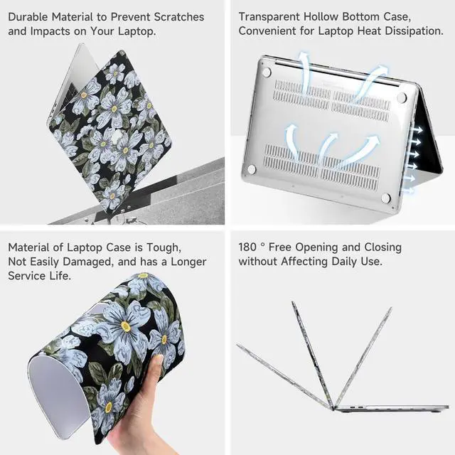 Alt view image 5 of 5 - Miloocul Compatible with 2016-22 Pro13 A1706/A1989/A2159 /A2251/2289/2338 Blue Floral Elegant Plant Flower Fabric Laptop Case (Blue Floral, 2016-22 Pro13 A1706/A1989/A2159 /A2251/2289/2338)