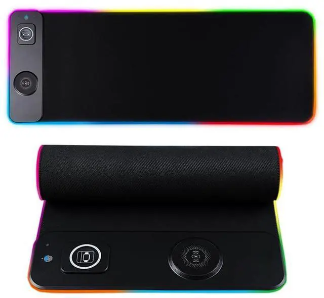 Main image of MINLIU 3-in-1 Wireless Charging RGB Gaming Mouse Pad, 800x300mm, 10 LED Light Modes, Non-Slip Rubber Base, USB, Compatible with PC