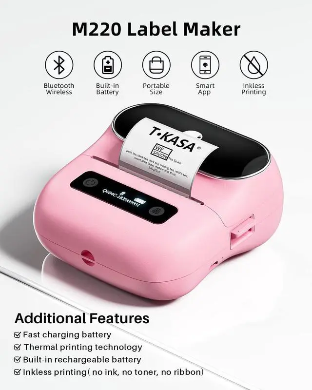 Alt view image 4 of 5 - Phomemo M220 Label Maker & 4 Roll Label, 3.14 Inch Bluetooth Thermal Label Printer for Barcode, Address, Labeling, Mailing, File Folder Label, Easy to Use, Support Smartphone, Tablet&PC