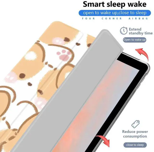 Alt view image 2 of 5 - JOYLAND Cute Corgi Case for iPad Pro(2017)/iPad Air 3 10.5 Inch, Leather Trifold Stand Clear TPU Back Cover with Pencil Holder Shockproof Protective Case Auto Wake/Sleep