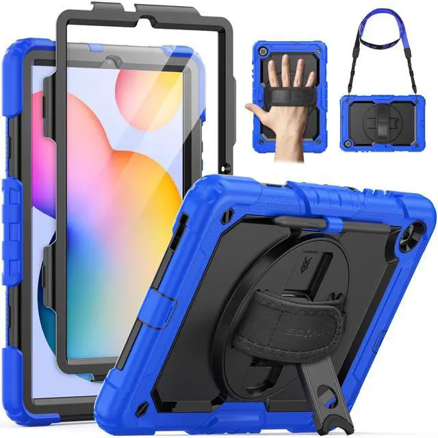 Main image of SEYMAC Case for Samsung Galaxy Tab S6 Lite 10.4'' 2024/2022/2020 (SM-P620/P610/P615), Heavy Duty Full-Body Shockproof Protective Case with Screen Protector, Rotating Stand, Hand/Shoulder Strap, Blue