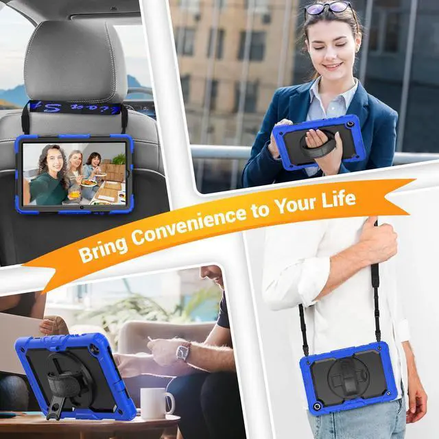 Alt view image 5 of 5 - SEYMAC Case for Samsung Galaxy Tab S6 Lite 10.4'' 2024/2022/2020 (SM-P620/P610/P615), Heavy Duty Full-Body Shockproof Protective Case with Screen Protector, Rotating Stand, Hand/Shoulder Strap, Blue