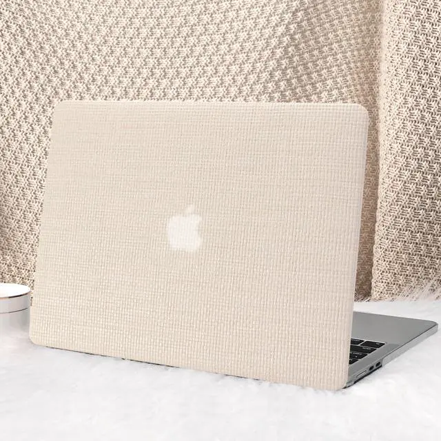 Main image of Seorsok Compatible with New MacBook Air 13.6 inch Case M4 M3 M2 2025 2024-2022 Release A3240 A2681 A3113 Touch ID,Elegant Leather Plastic Hard Shell Case with Transparent Keyboard Cover,Beige