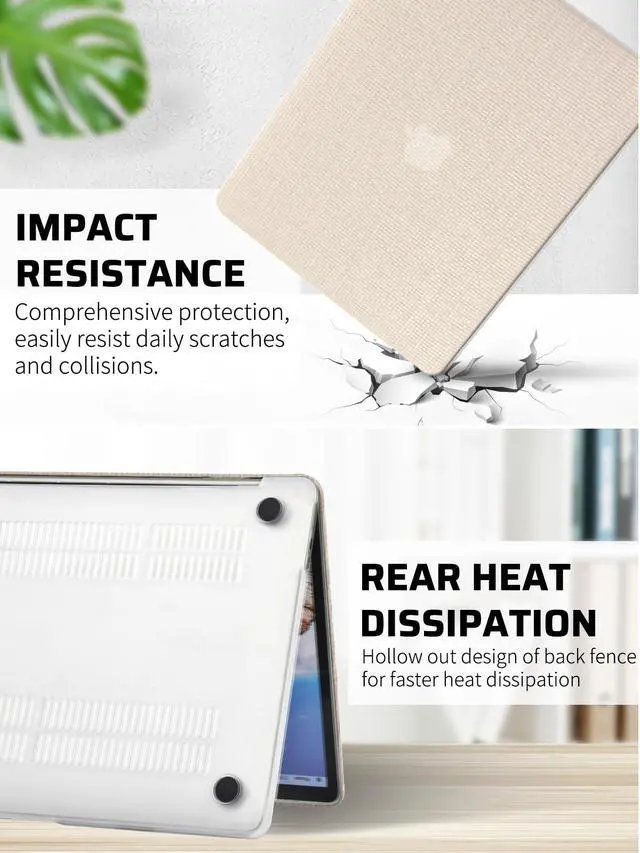 Alt view image 5 of 5 - Seorsok Compatible with New MacBook Air 13.6 inch Case M4 M3 M2 2025 2024-2022 Release A3240 A2681 A3113 Touch ID,Elegant Leather Plastic Hard Shell Case with Transparent Keyboard Cover,Beige