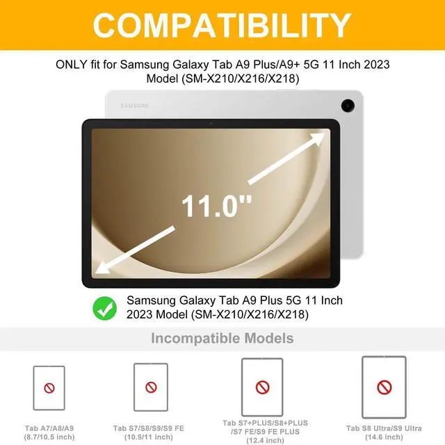 Alt view image 2 of 5 - Keyboard Case for Samsung Galaxy Tab A9+ 11'', Slim Detachable Galaxy Tab A9 Plus 5G Keyboard Case, A9 Plus Tablet Case with Keyboard & Pen Holder, Smart Cover with Keyboard for Galaxy A9+ 2023, Black