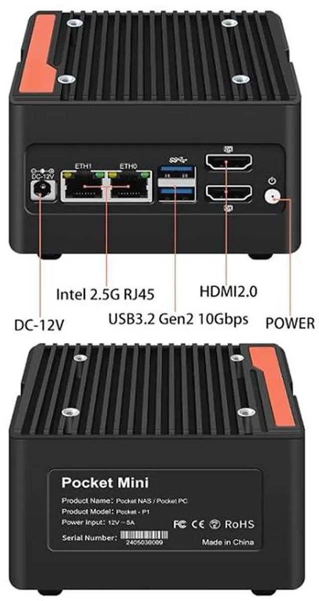 Alt view image 4 of 5 - SIENSNET Mini PC 4-Bay NAS N150(Upgraded intelN100) Pocket PC 4M.2 NVMe Expansion Slots, Micro Cache ddr5 Max 48GB, Dual Network, Dual 4K Displays, Dual USB3.2x10Gbps, Firewall Router (NO RAM NO SSD)