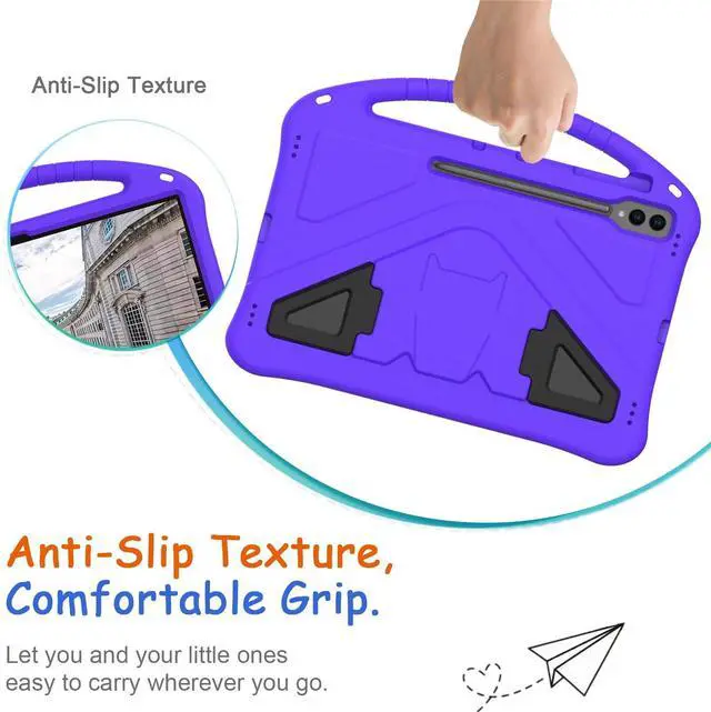 Alt view image 2 of 5 - Kids Case for Samsung Galaxy Tab S10 Ultra/S9 S8 Ultra 14.6-inch Tablet, Techcircle Light Weight Shock Proof EVA Foam Handle Rugged Stand Protective Cover, Purple