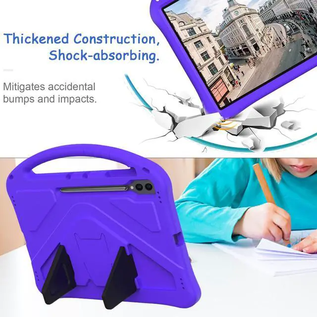 Alt view image 4 of 5 - Kids Case for Samsung Galaxy Tab S10 Ultra/S9 S8 Ultra 14.6-inch Tablet, Techcircle Light Weight Shock Proof EVA Foam Handle Rugged Stand Protective Cover, Purple