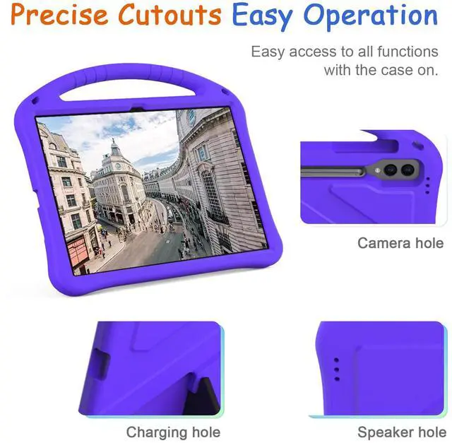 Alt view image 5 of 5 - Kids Case for Samsung Galaxy Tab S10 Ultra/S9 S8 Ultra 14.6-inch Tablet, Techcircle Light Weight Shock Proof EVA Foam Handle Rugged Stand Protective Cover, Purple