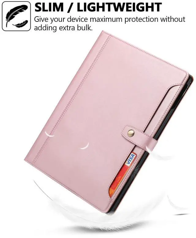 Alt view image 5 of 5 - Folio Case for iPad Pro 13 (M4) 2024 7th Gen, TECHCIRCLE Vegan Leather Folding Stand [Built-in Pencil Holder] Soft TPU Back Shell Protective Smart Cover with Card Slots & Pockets, Rose Gold