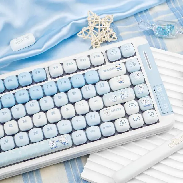 Alt view image 4 of 5 - TIMSEKER Cute PBT Keycaps, Blue MOG Profile Keycap Set, Dye Sublimation Thick Keycap, 140 Keys Novelty Round Keycap, Kawaii Custom Keycap for Gateron Cherry MX Switches Mechanical Keyboard