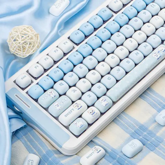 Alt view image 3 of 5 - TIMSEKER Cute PBT Keycaps, Blue MOG Profile Keycap Set, Dye Sublimation Thick Keycap, 140 Keys Novelty Round Keycap, Kawaii Custom Keycap for Gateron Cherry MX Switches Mechanical Keyboard